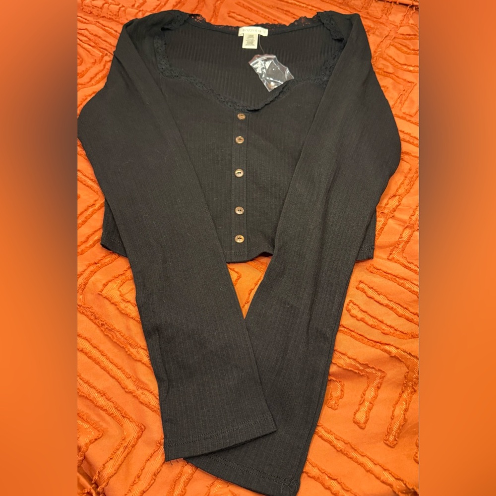 Bozzolo Black Button-Up Cardigan Size Large NEW